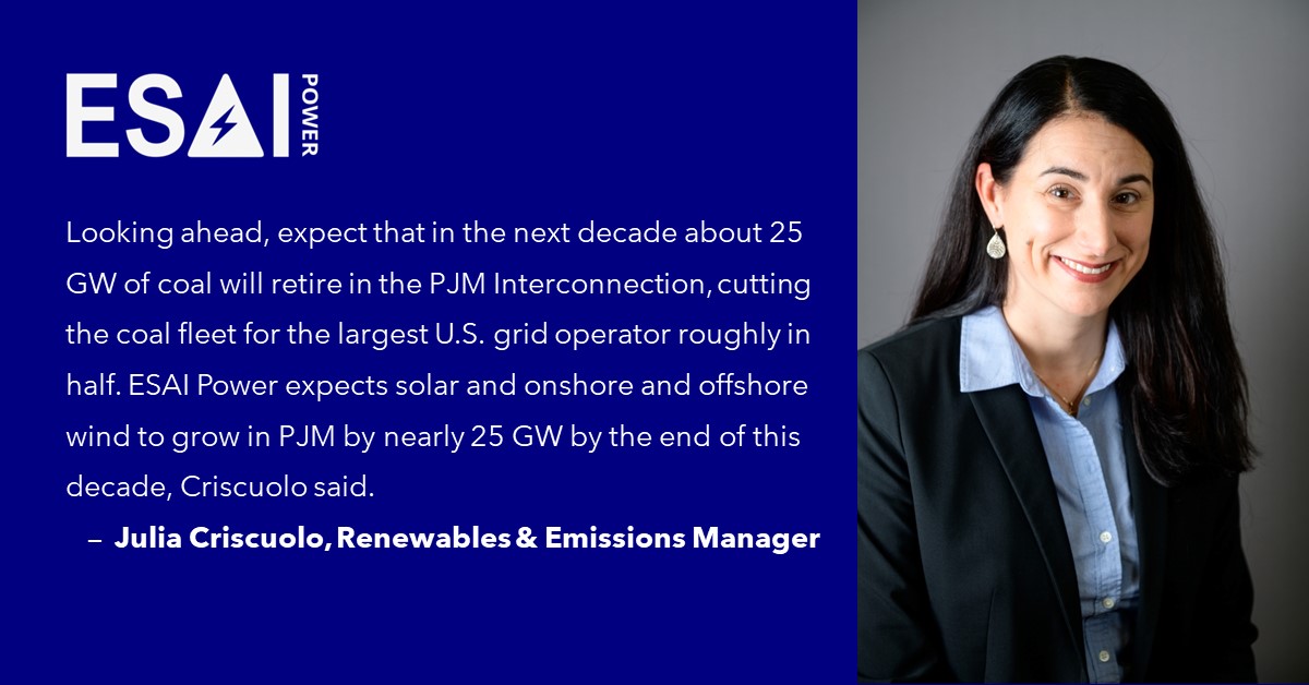 Julia Criscuolo, Manager of Renewables and Emissions at ESAI Power Utility Dive Quote